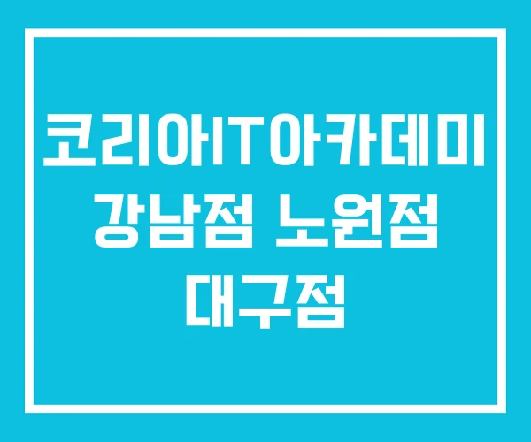 코리아IT아카데미 강남점 노원점 대구점