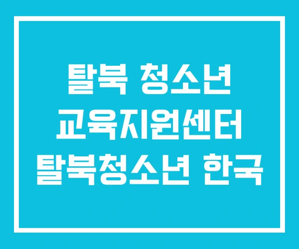 탈북 청소년 교육지원센터 탈북청소년 한국