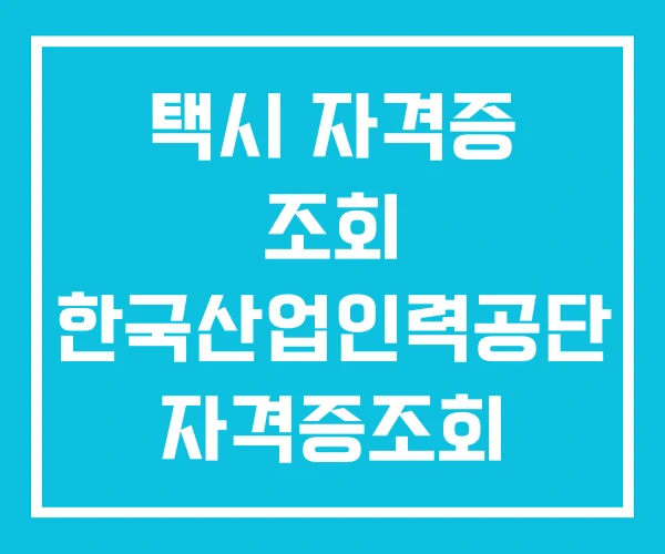 택시 자격증 조회 한국산업인력공단 자격증조회