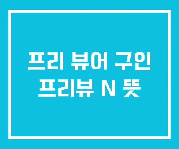 프리 뷰어 구인 프리뷰 N 뜻