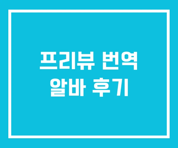 프리뷰 번역 알바 후기