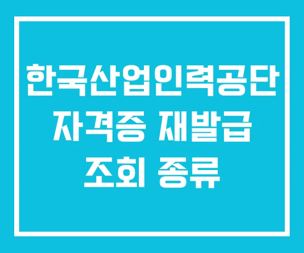 한국산업인력공단 자격증 재발급 조회 종류