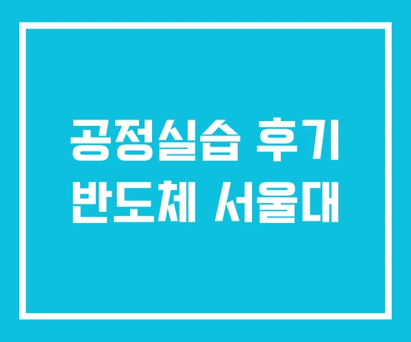 공정실습 후기 반도체 서울대