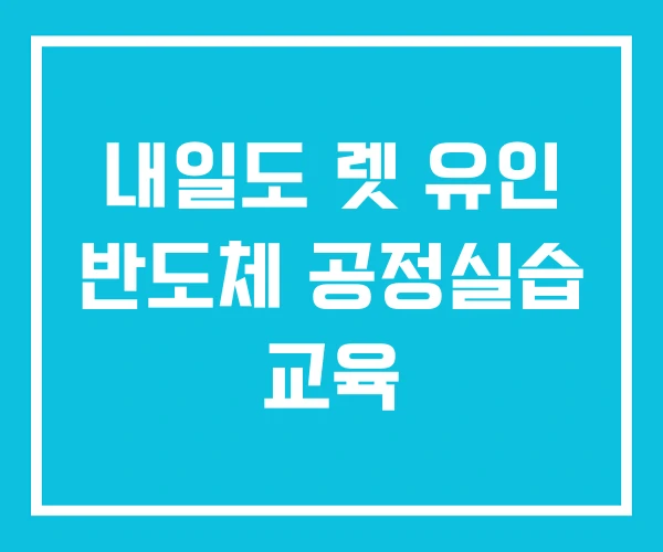 내일도 렛 유인 반도체 공정실습 교육 내일도 렛 유인 반도체 공정실습 교육