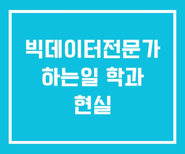 빅데이터전문가 하는일 학과 현실