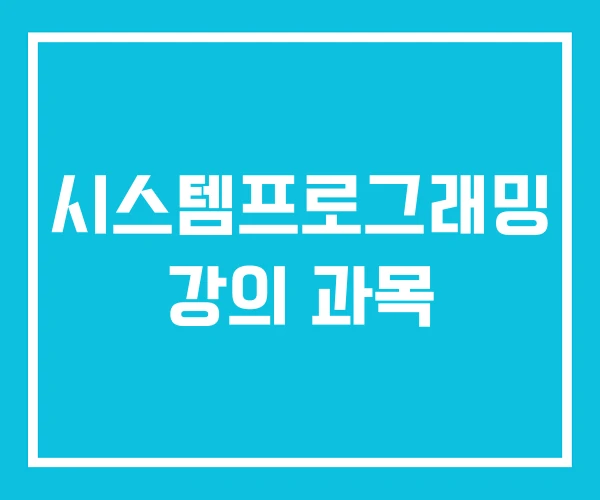 시스템프로그래밍 강의 과목