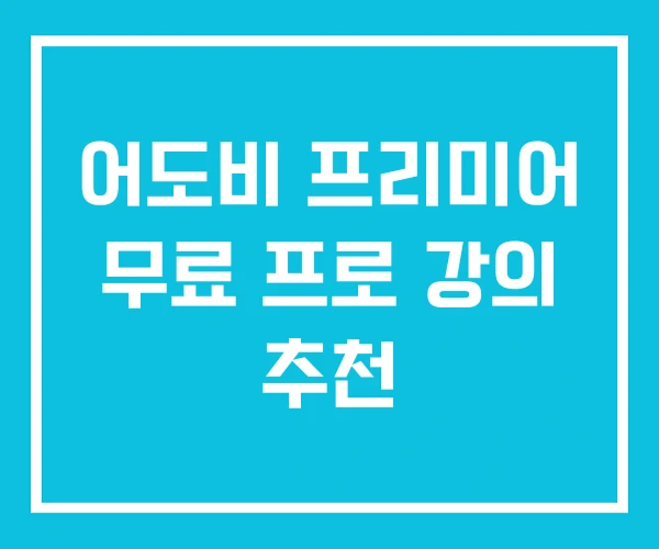 어도비 프리미어 무료 프로 강의 추천 어도비 프리미어 무료 프로 강의 추천