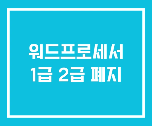 워드프로세서 1급 2급 폐지 워드프로세서 1급 2급 폐지