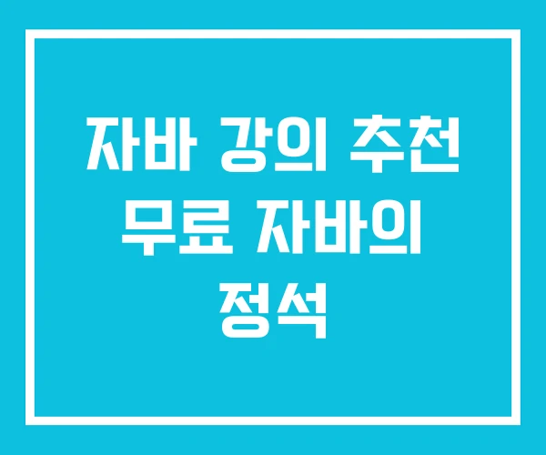 자바 강의 추천 무료 자바의 정석 자바 강의 추천 무료 자바의 정석